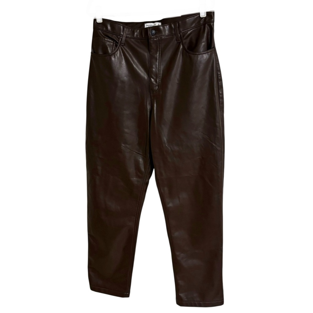 Abercrombie & Fitch Curve Love 90s straight high rise vegan leather pants 14 - Picture 4 of 11